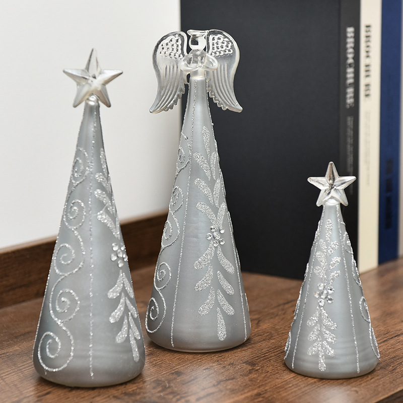 Plata creativa LED luminoso Ángel cristal árbol de Navidad luminosa decoración de escritorio decoraciones de Navidad luz de la noche