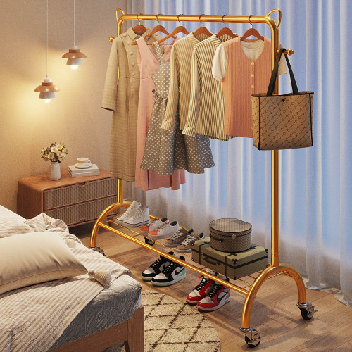 Light luxury simple clothes drying rack floor-standing household folding bedroom balcony single-pole clothes drying rack coat rack