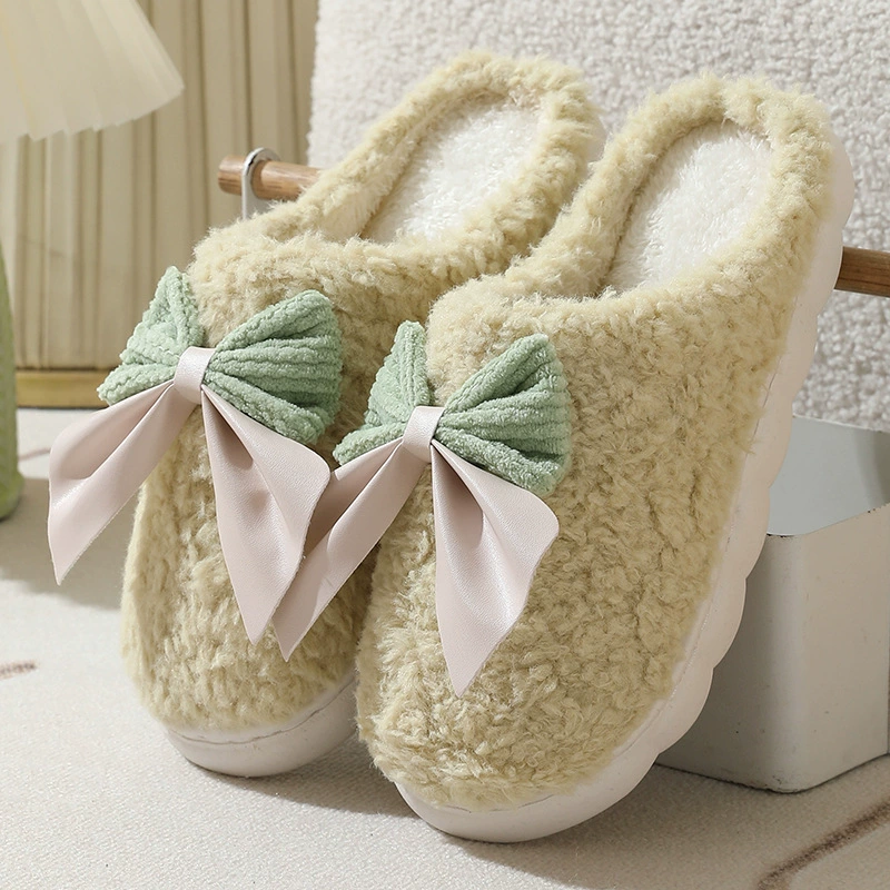 Demi-season slippers with bow, non-slip keep warm comfortable footwear for pregnant