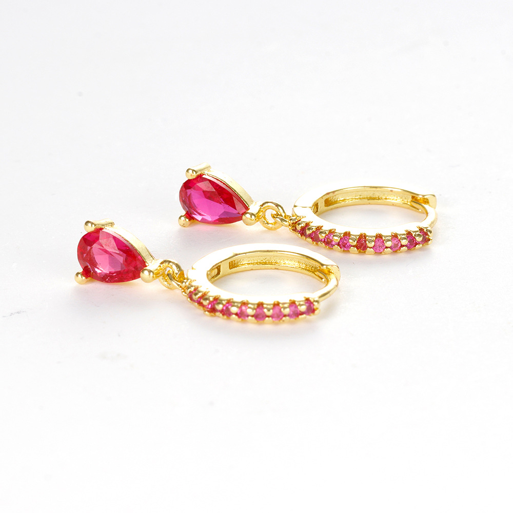 8g Weight 925 Sterling Silver Ear Needle Material Zircon Inlay Material Drop Earrings Classification 1 Pair Quantity Daily, Street Occasion Copper Material Water Droplets Pattern Women's Gender Plating, Inlay Design IG Style, Shiny Style 1 Pair IG Style Shiny Water Droplets Plating Inlay Copper Zircon Drop Earrings 16