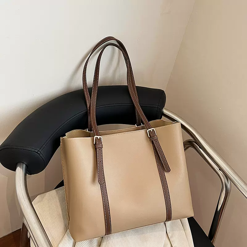 新款pu皮质通勤手提包女士大容量托特包时尚中年妈妈包休闲单肩包