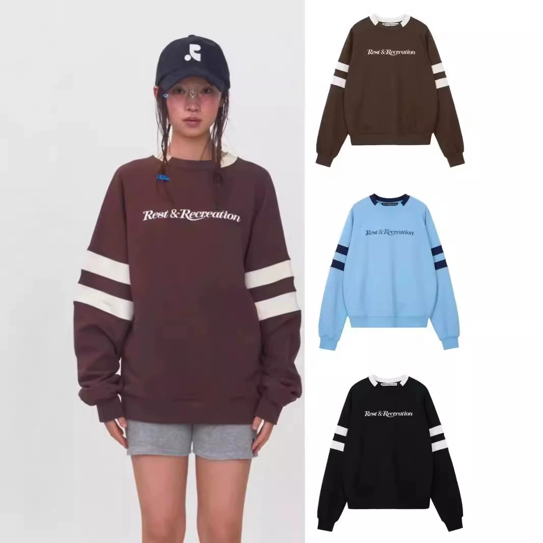 Корейский RR Color свитера restandrecreation Перекрестный рукав с двойным бланком с принтом с длинным рукавом свитера для мужчин и женщин