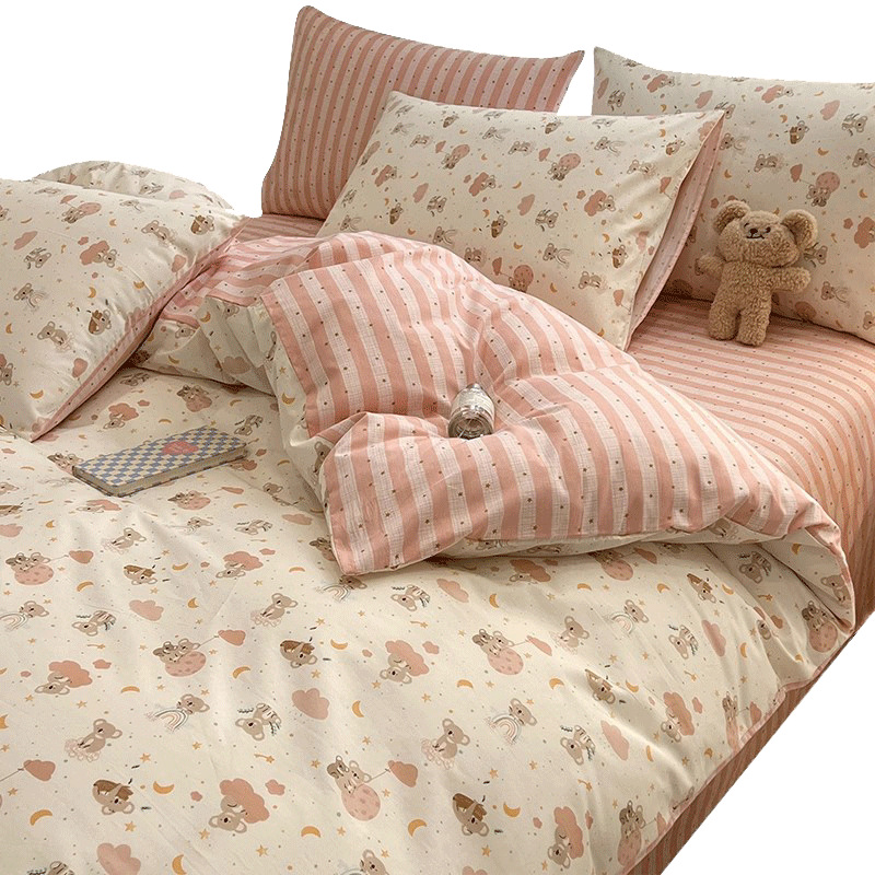 Cama de algodón de cuatro piezas 100 funda de edredón de algodón sábana dormitorio de tres piezas ropa de cama nueva 2025