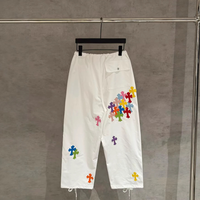 Authentic Ch Cropped Pants in Colorful Calfskin Leather with Cross Design, Popular for All Seasons, Couple's Style, One Piece Dropshipping