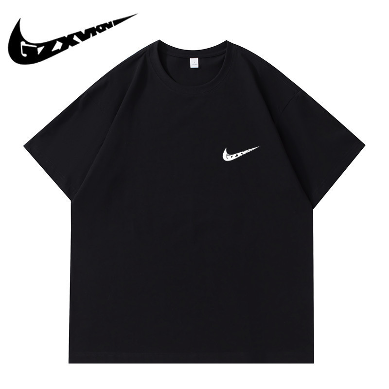 Men's 2024 Summer New Arrival high quality Shoulder Sleeve Cotton T-Shirt Men's Loose Trendy Brand Solid Color Sports Short T-Shirt for Women