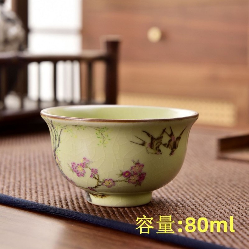 汝窑茶杯珐琅彩品茗杯泡茶杯开片主人杯客杯个人杯陶瓷纪念伴手礼|undefined