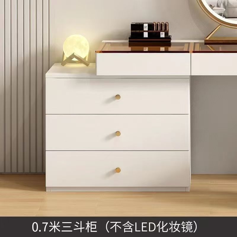 ドレッシングテーブル寝室超薄型ドレッシングテーブルクリームスタイルコーナードレッシングテーブル引き出しキャビネット一体型ライト高級伸縮式ドレッシングテーブル|undefined