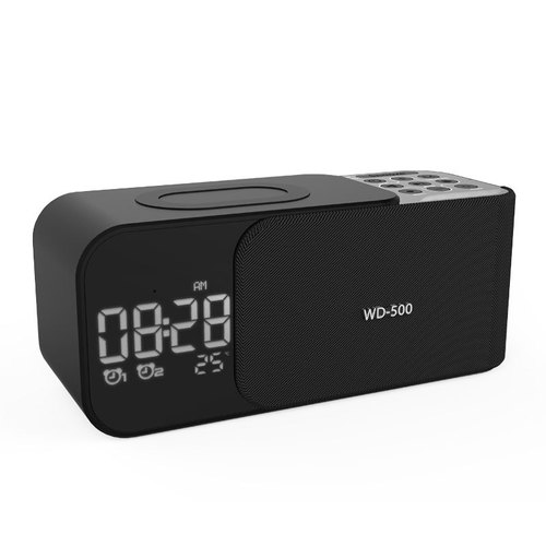 Private Model Cross-Border Retro Bluetooth Speaker with Radio and Wireless Charging, Bluetooth Speaker with TF Card Clock, Outdoor Speaker