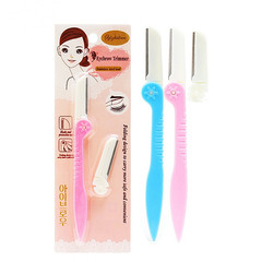 Folding brow razor blade set, safety eyebrow shaping tool with replaceable stainless steel blades, suitable for beginners