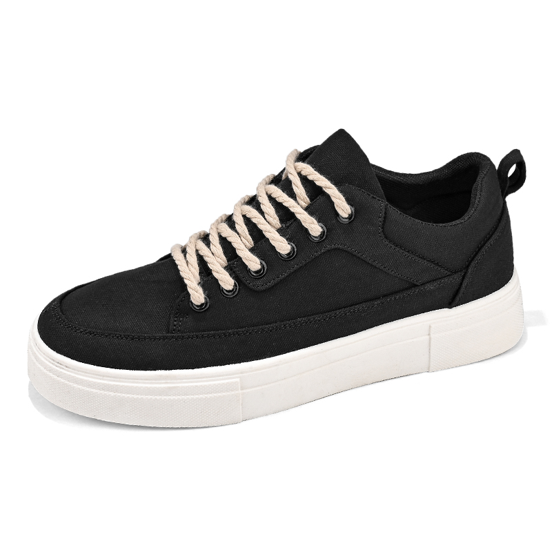 Baskets homme noires en toile doublées pluche polyvalentes_voghion.com