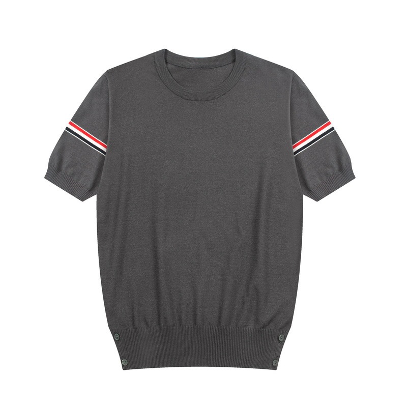 Tb Jl Solid Color Round Neck Slim Fit Double Sleeve Webbing Ice Silk Cool Breathable High-Quality T-Shirt Trendy Fashion Short Sleeve Tb Jl Solid Color Round Neck Slim Fit Double Sleeve Webbing Ice Silk Cool Breathable High-Quality T-Shirt Trendy Fashion Short Sleeve