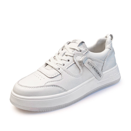 Genuine leather white shoes for women  autumn new style all-match foot-showing little ladies Internet celebrity casual thick-soled sports sneakers