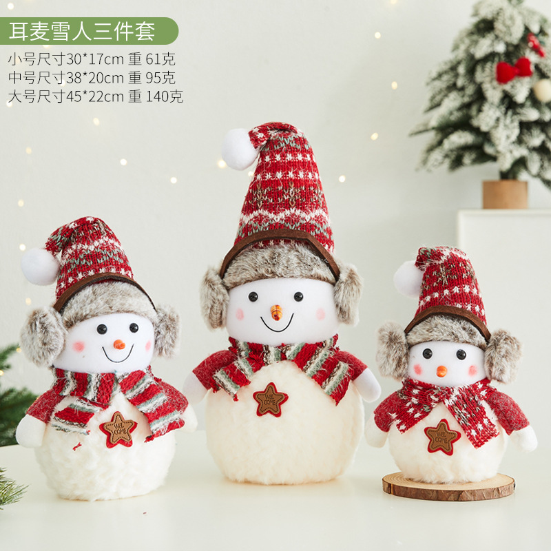 跨境亚马逊圣诞节新款装饰耳麦泡沫雪人礼物桌面摆件橱窗家用公仔|undefined