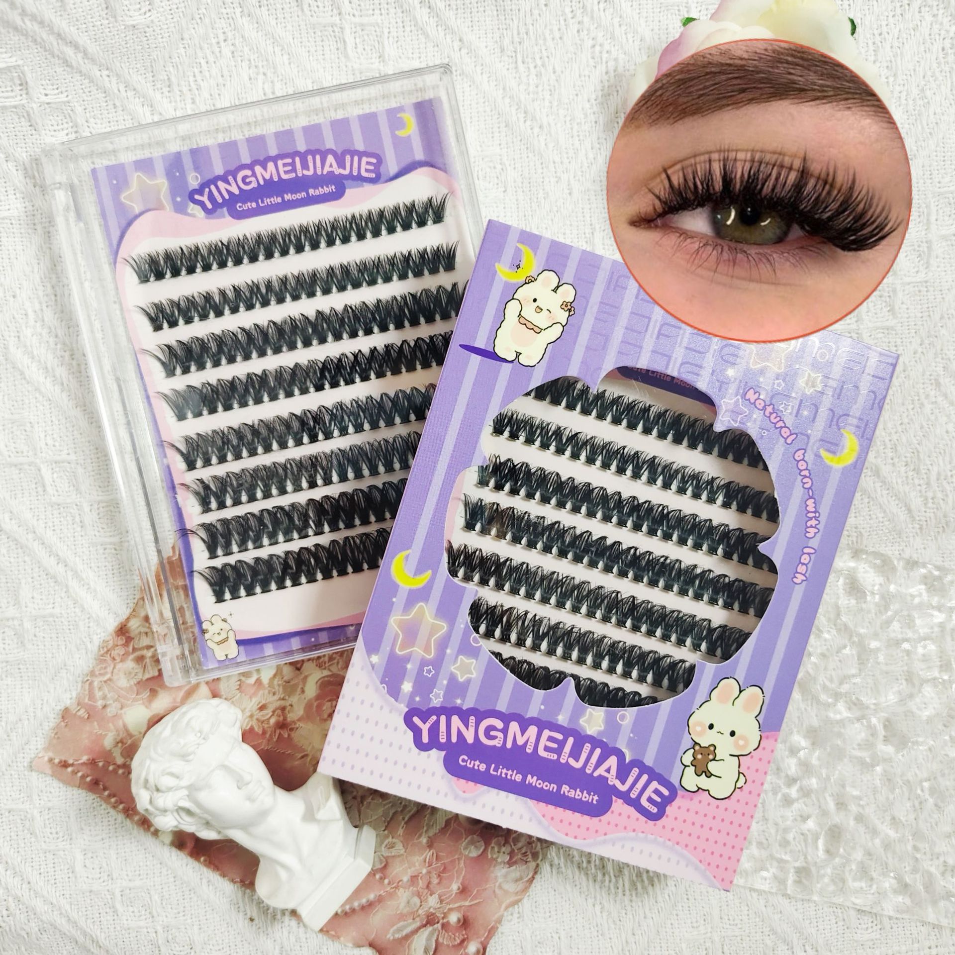 40D false eyelashes curl, cluster de pestañas densas, segmento de false eyelashes sin pegamento.