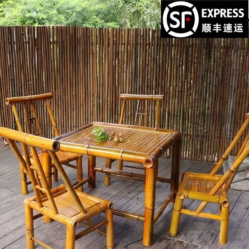 Mesa y silla de bambú de patio retro combinación de sillas de bambú mesas de bambú antiguas mesas cuadradas al aire libre mesas de té muebles de bambú