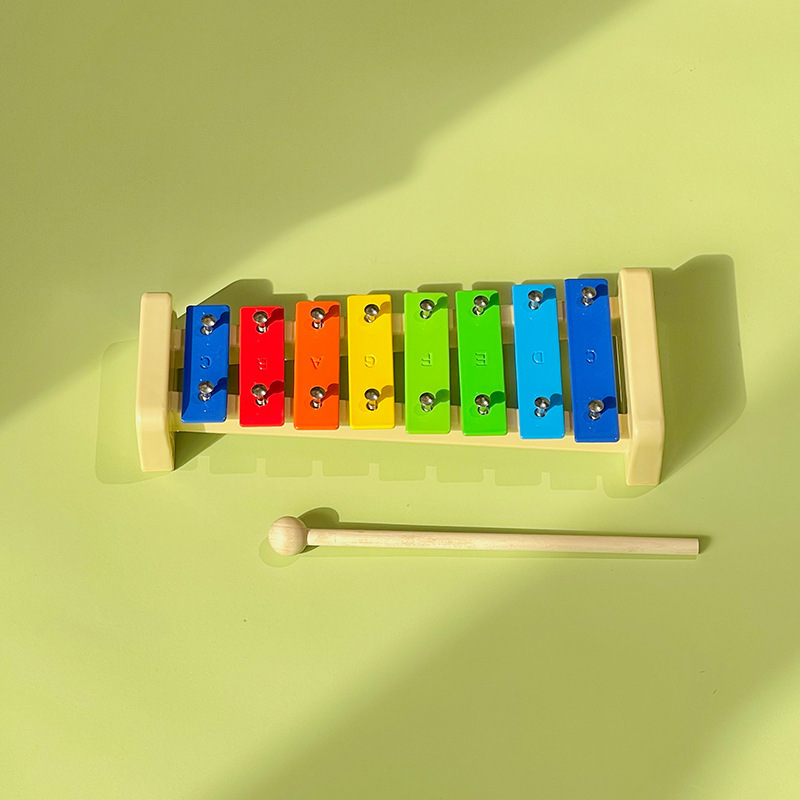 Kindergarten Orff instrumento de percusión Arco Iris traje de juguete material de enseñanza tablero de sonido martillo de arena Bell Drum triángulo hierro doble tubo de sonido