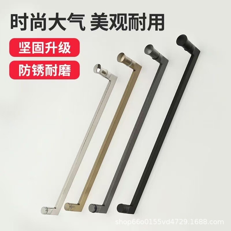 Foshan shower room in stock L-shaped thickened stainless steel handle gun gray supports small batch orders glass door handle