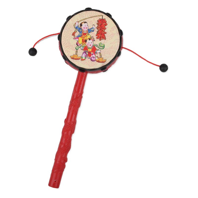Children's hand-cranking rattle auspicious plastic drum baby traditional toys promotional gifts