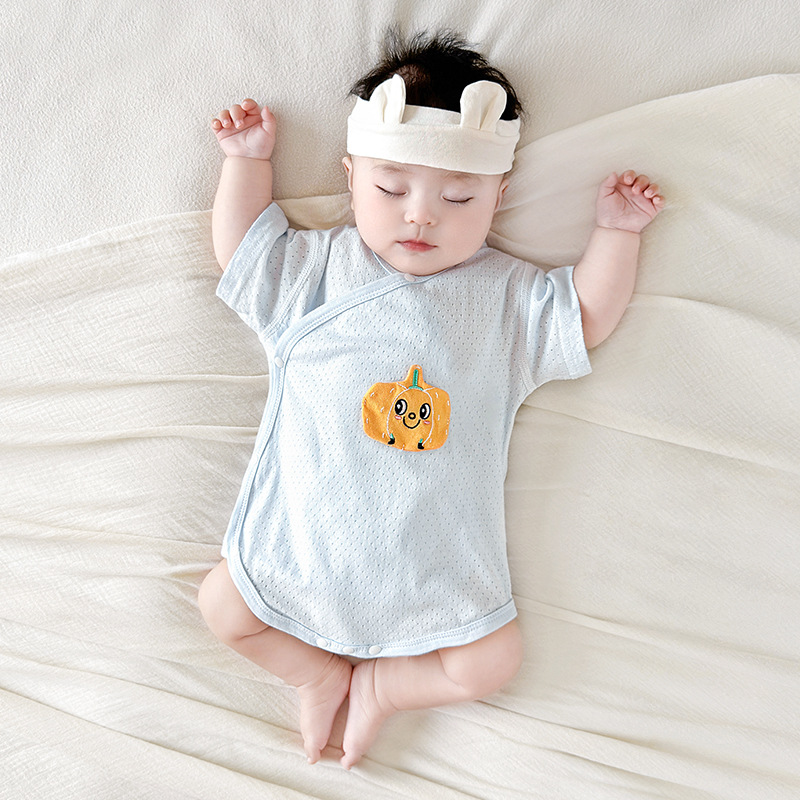 Mameluco de verano unisex para bebé, conjunto de verano de luna llena, mono de manga corta delgado con diseño de triángulo, ropa para recién nacido, body para bebé