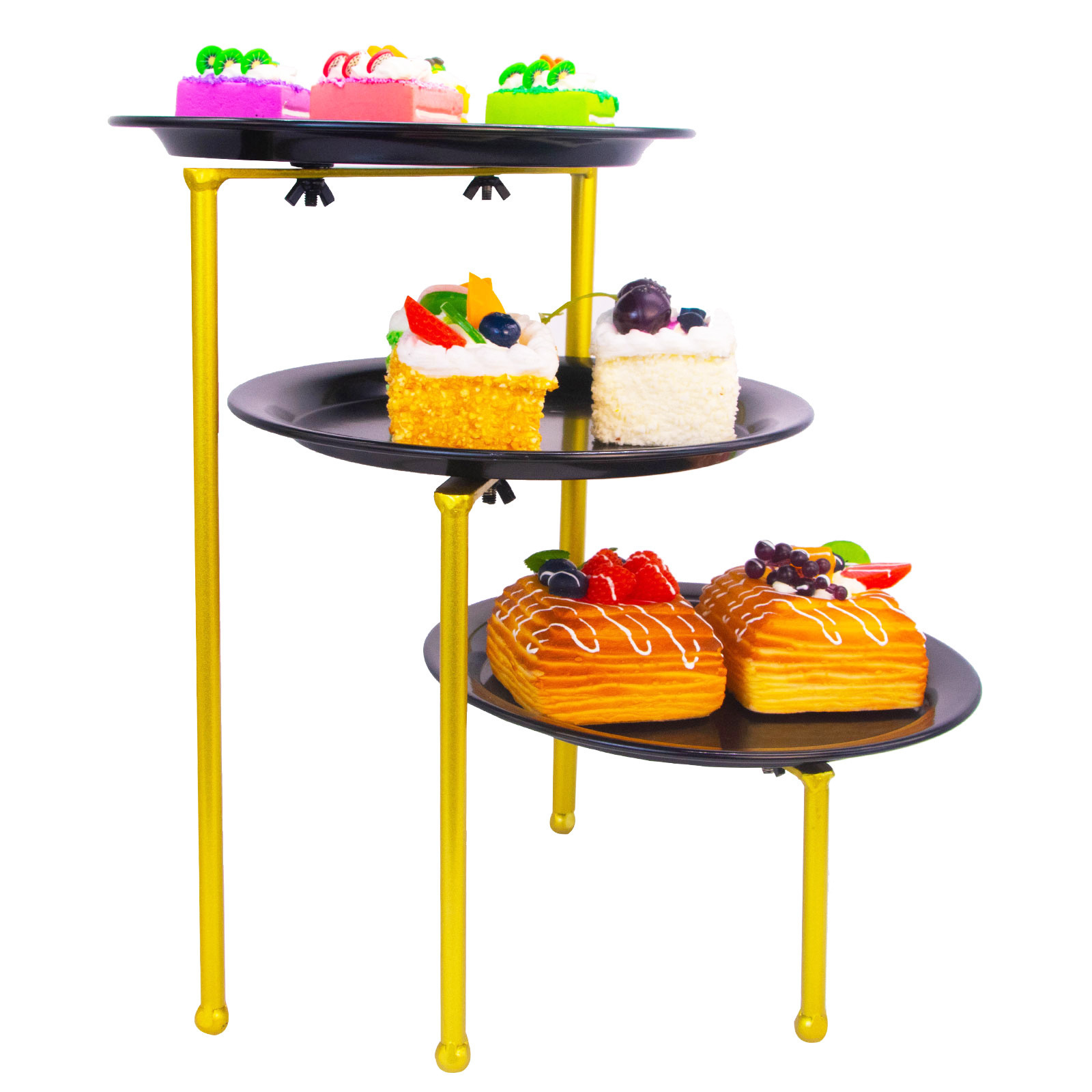 Multicapa de postre estante de exhibición nuevo simple Amazon plato de fruta de té de la tarde tres capas de fiesta estante de pastel