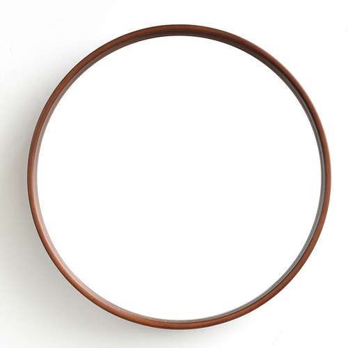 Bathroom solid wood hanging mirror Nordic simple bathroom mirror bedroom girls makeup mirror round wall walnut color hanging mirror
