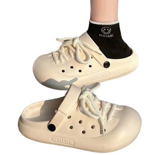 Women's Summer Outdoor EVA Sandals New Style Thick Sole Anti-Slip Lazy Slippers with Toe Cover Half Slippers for Driving