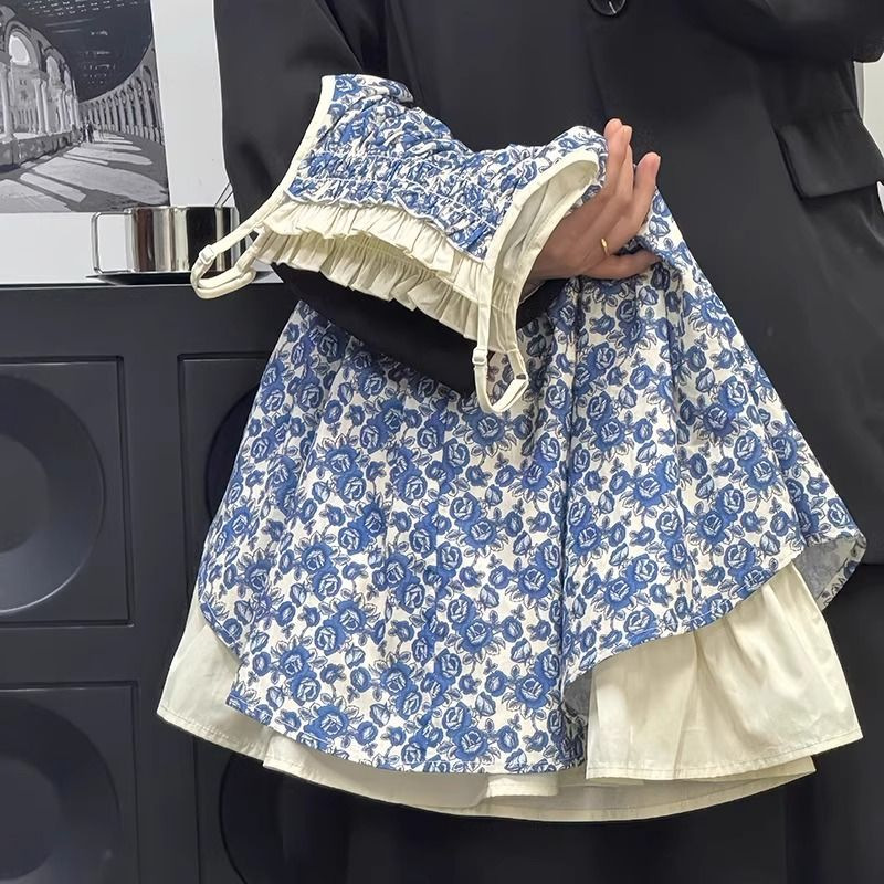 Vestido de verano para niñas 2025 nuevo estilo falda de moda para niños estilo occidental tirantes florales falso chaleco falda de playa