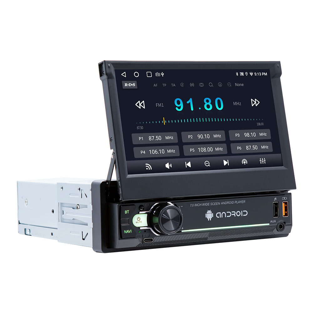 Pantalla retráctil de 7 pulgadas Android vehículo GPS navegación inalámbrica carplay vehículo inteligente control central máquina de navegación todo en uno