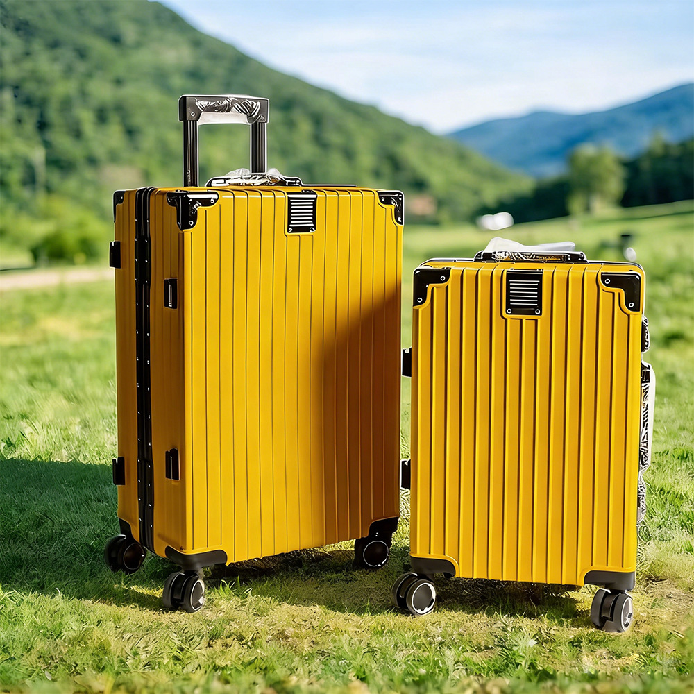 Maleta de viaje resistente al desgaste, maleta con estructura de aluminio, maleta con forma de letra, equipaje con ruedas universales de 20 pulgadas, maleta con doble cremallera, aleación de aluminio.