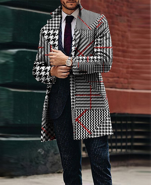 2024 europeo y americano de comercio exterior de otoño e invierno de los nuevos hombres de lana collar medio-longitud de la capa de bolsillo casual moda caliente