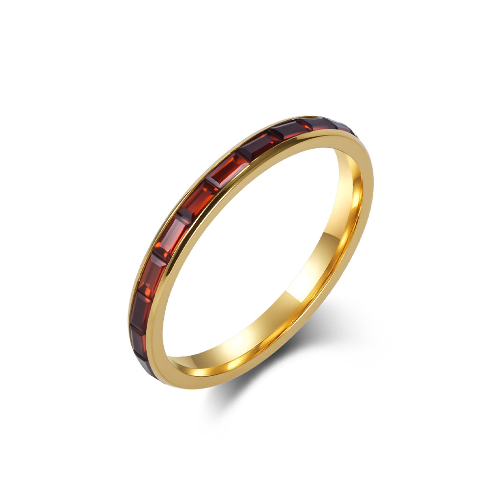 Minimalist Style Diamond Set Ring For Women 2mm Titanium Steel Fashionable Elegant Street Style High End Jewelry Accessory_voghion.com