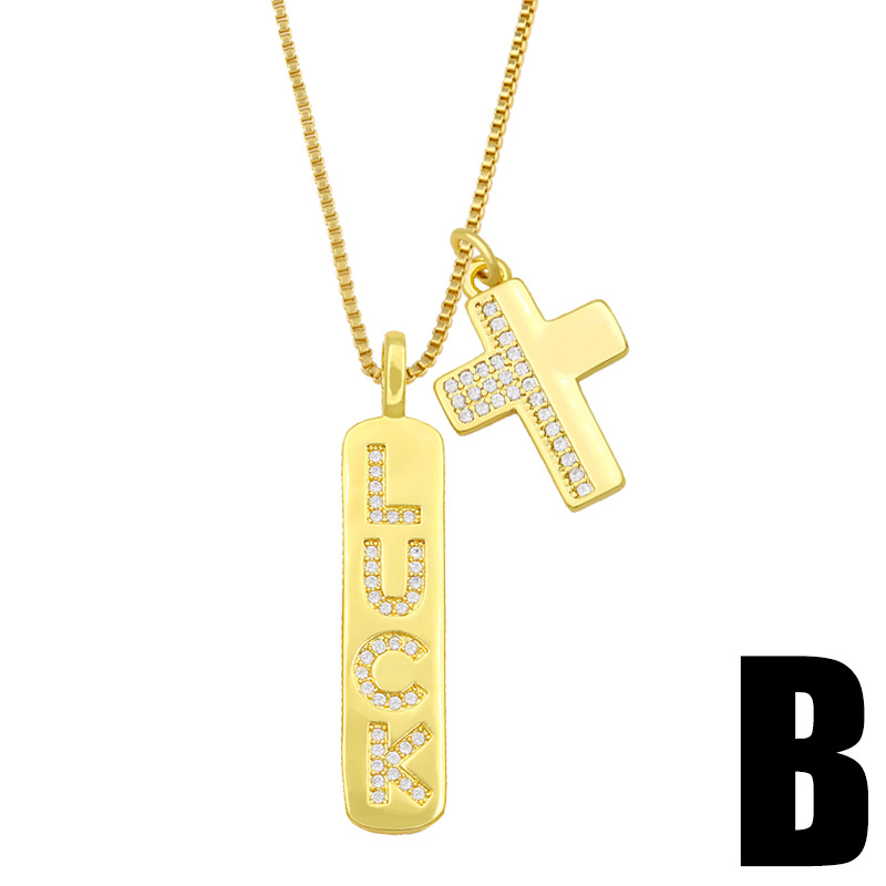 Simple Hip-hop Heart Cross Diamond-studded Necklace display picture 3