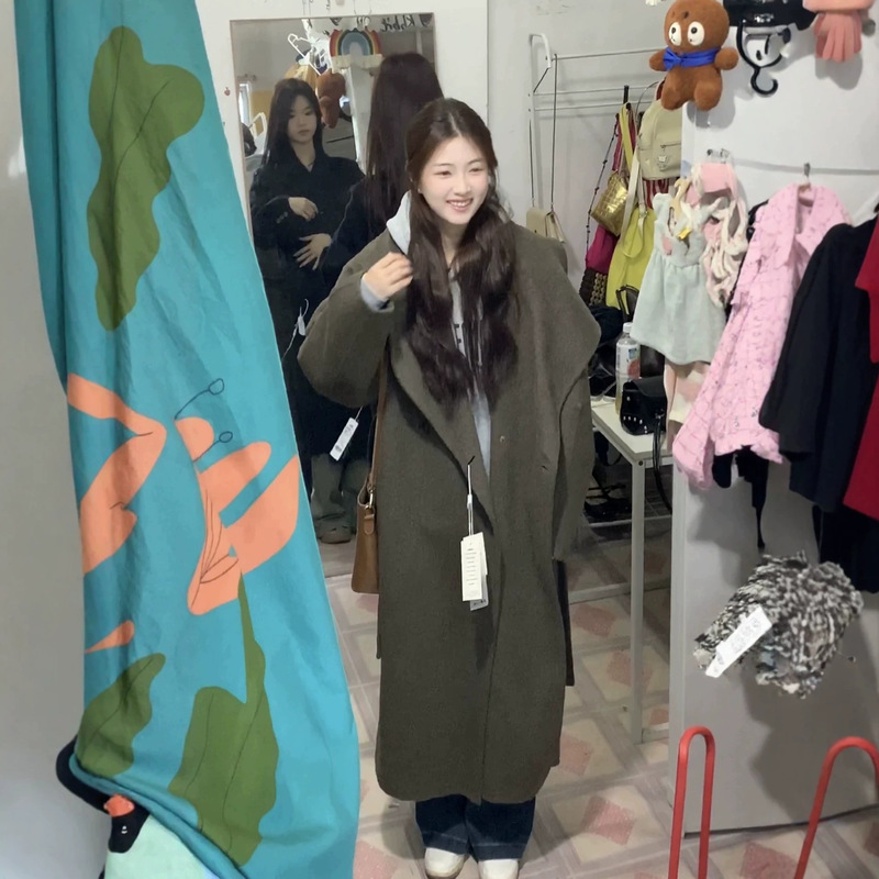 [Same Style as Lao Wang's] Retro Lapel Double-Sided Wool Coat for Women, Artistic Retro Style, Long Pure Wool Coat