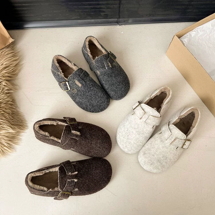 Теплые и красивые меховые туфли плюс бархатные осенние и зимние шерстяные хлопчатобумажные туфли