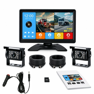 Car-mounted 4K high-definition dual-camera monitoring system, IP69 waterproof, night vision, specifically for RVs and trucks