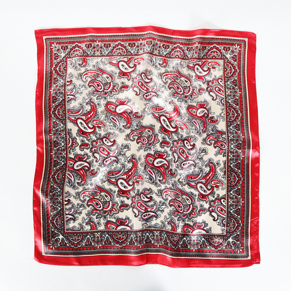 Winter, Summer, Spring Season Women's Gender Women's Streetwear Cashew Nuts Satin Printing Silk Scarf