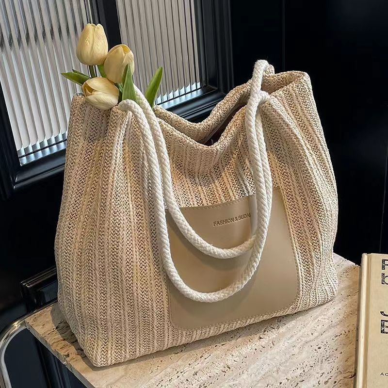 夏天草编大容量田园风包包新款海边度假编织单肩旅游沙滩托特通勤