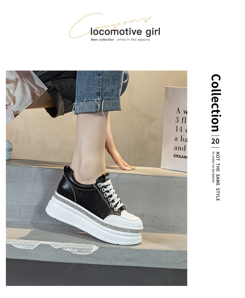 Genuine Leather White Women, Slip-On, 2025 Autumn New Thick-Soled Casual Shoes, Lightweight, Height-Increasing Sneakers_vogvips.com