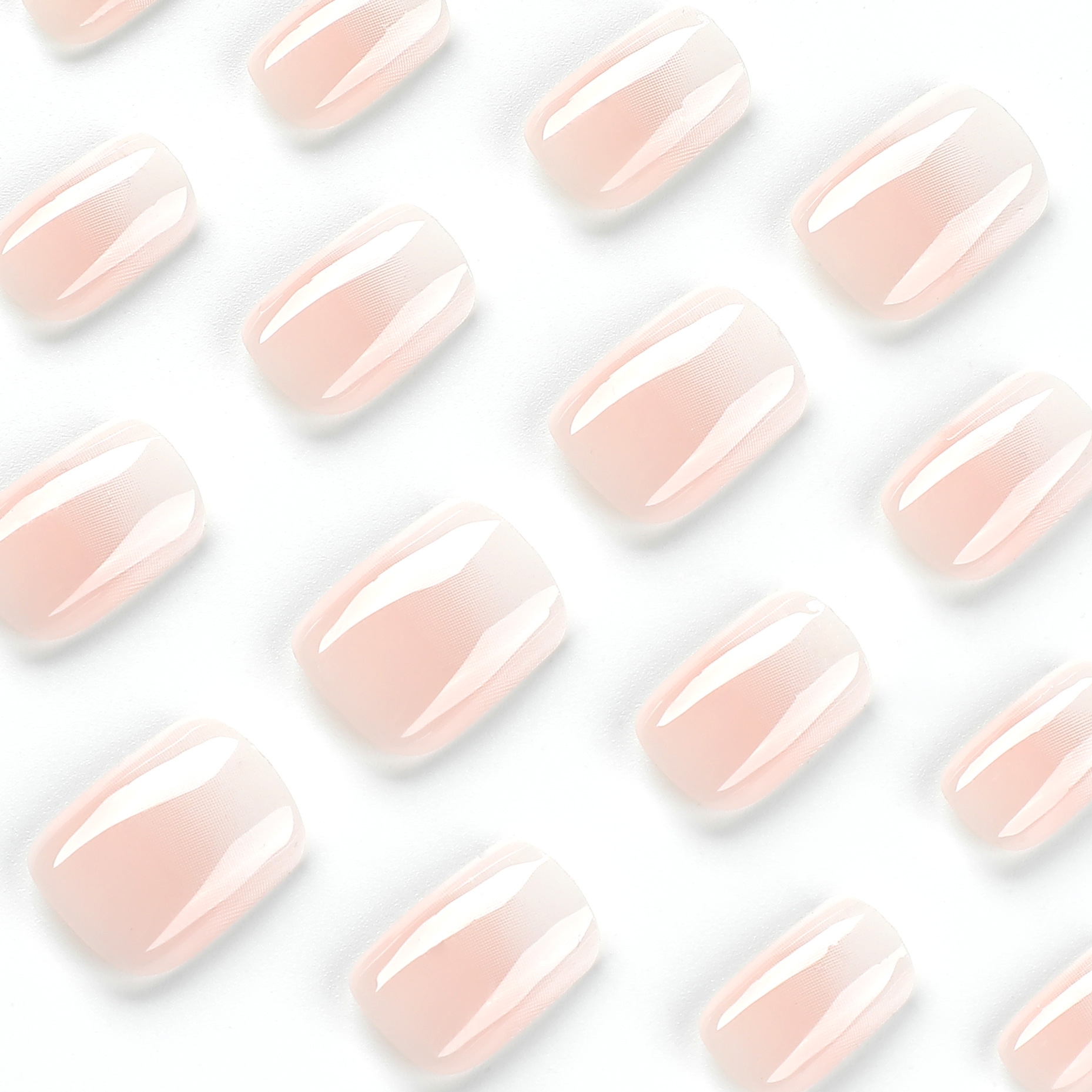 Desgaste esmalte de uñas corto Rosa Blanco degradado parche de uñas desgaste esmalte de uñas desgaste acabado esmalte de uñas