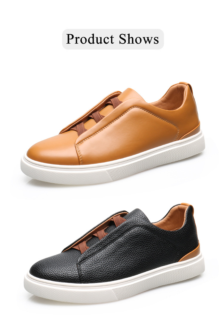 Round head men's board shoes British fashion trend casual sports shoes a slip-on_voghion.com
