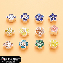 S925银饰品配件景泰蓝隔珠桶珠路路通串珠项链手链diy饰品配件