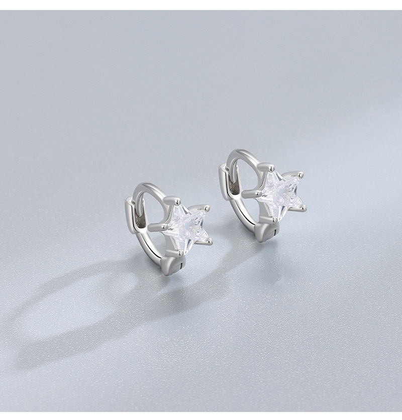 1 Paire Style Simple Star Placage Incruster Argent Sterling Zircon Boucles D'oreilles Cerceau display picture 2