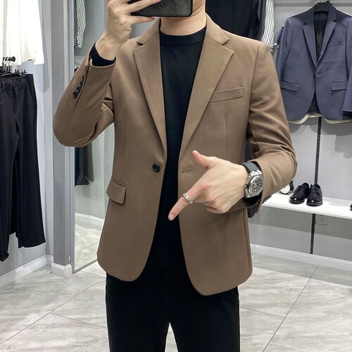 Men's Blazer Spring and Autumn Light Mature Style Korean Version Trendy Business Casual Loose Suit Top Fashion
