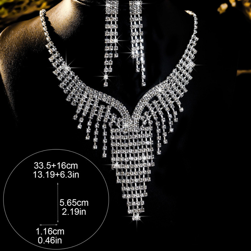 bruidssieraden ketting oorbellen sieradenset banketjurk ketting modieus en veelzijdig temperament accessoires_voghion.com