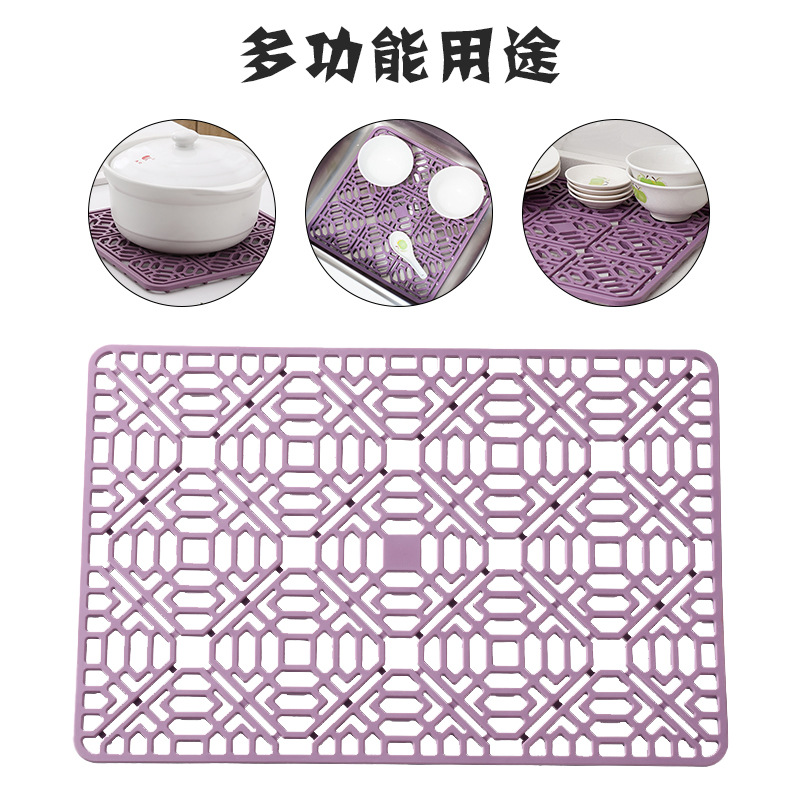 Estera de drenaje multiusos de silicona estera de protección del fregadero de la cocina estera anti-caída Pantalla de filtro estera de aislamiento antideslizante