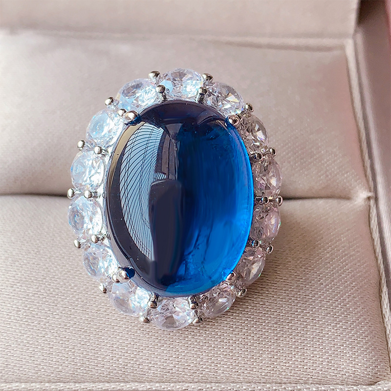 2024 nueva joyería Zhuang Shengsheng simulación europea paloma sangre rojo corindón azul punta cristal liso traje retro principal 15*20