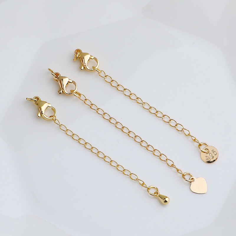 14K package Gold love piece extended chain diy hand lettering disc lobster buckle tail chain bracelet water drop finishing chain