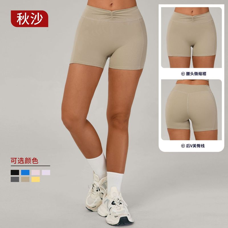 欧美锦纶紧身瑜伽短裤女跨境收腹健身裤提臀跑步运动短裤2234|undefined