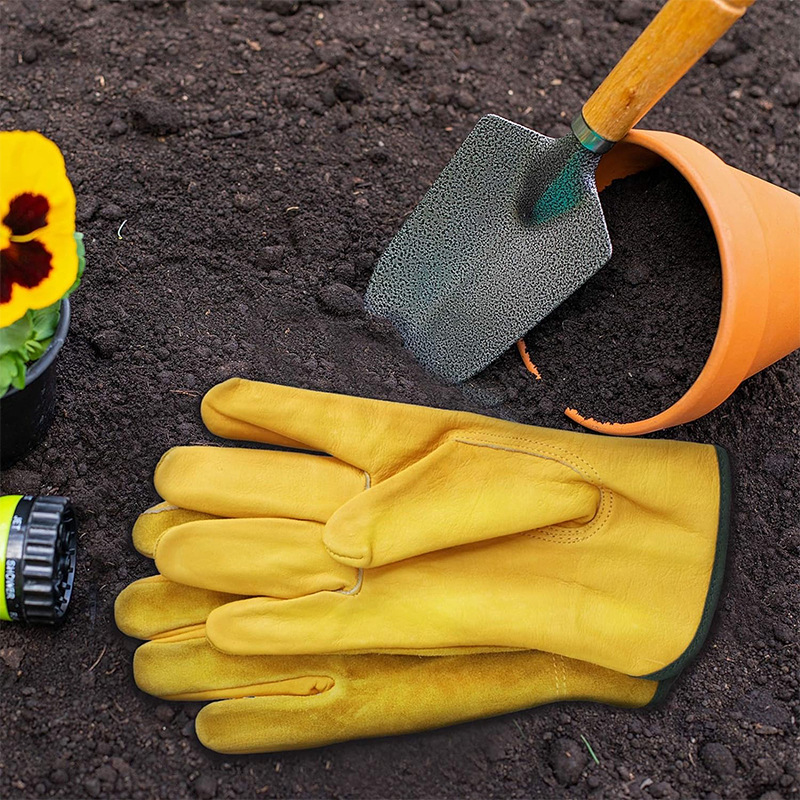 Guantes de ciclismo para exteriores, de piel de vaca amarilla, resistentes al desgaste, a los pinchazos, para jardinería, manipulación de materiales, protección laboral, soldadura, guantes de jardín image 6