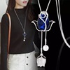 Sweater, long demi-season universal fashionable necklace, high-end accessory, cat's eye, simple and elegant design, Korean style